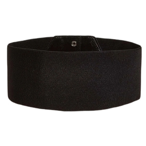 Simple Triple Snap Button Black Wide Width Belt - Picture 3 of 4